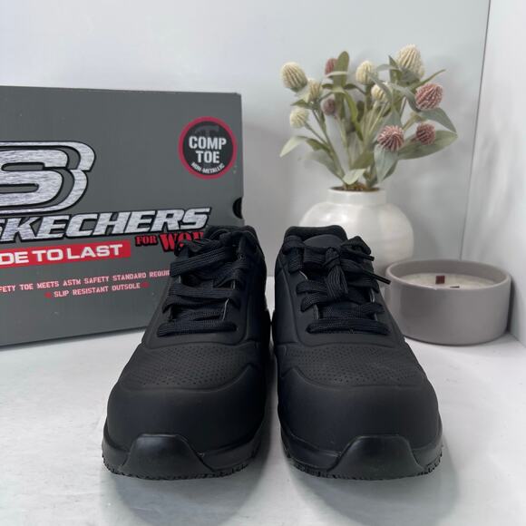 Skechers Uno SR Deloney Work Shoes Comp Toe Black 108101W Women 8.5 NWB main image 3
